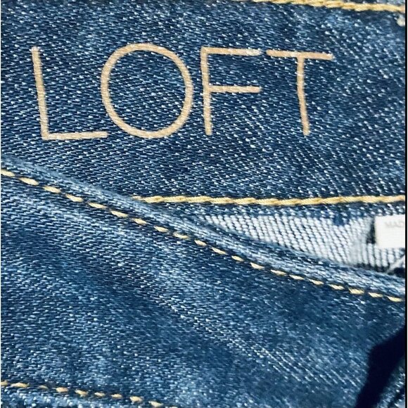 LOFT Womens 14 Modern Flare Jeans Medium Wash Distressed Back Flap Pockets Boho - Picture 5 of 8